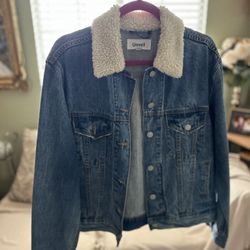Jean jacket With Fleece Neck