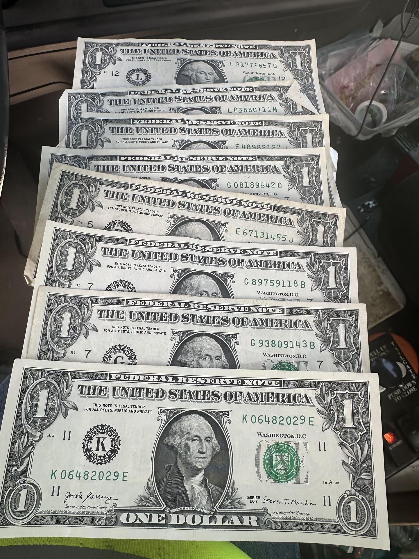 Dollar Bills Off Set Serial Numbers