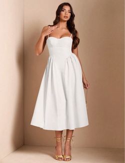 White Corset Midi Dress Spaghetti Strap