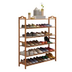 Bamboo Shoe Rack 5-Tier Shoe Storage Organizer Entryway Shoe Shelf