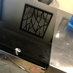 executive black glass/ stainless steel  furniture, office chair.