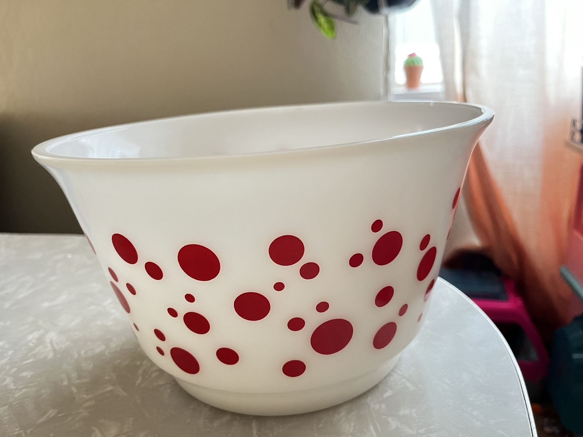 RARE Vintage Hazel Atlas Red Dots Punch Bowl