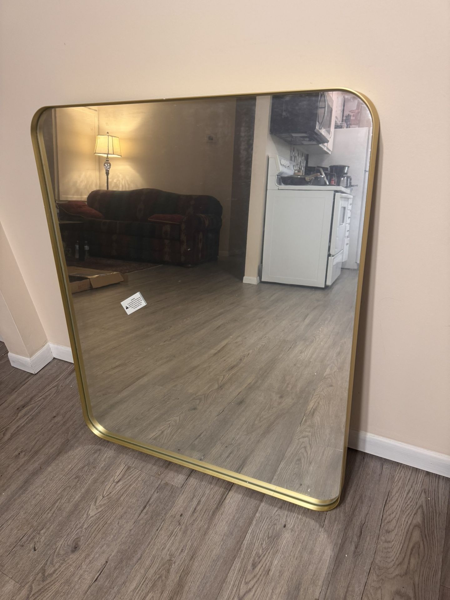 Gold Framed Bathroom / Vanity Mirror – 30x36 – Modern Rounded Rectangle – Like NEW