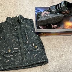 Boys Dinosaur Vest and Light Up Shoes