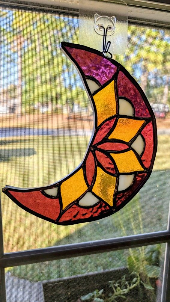 Stained Glass Crescent Moon 