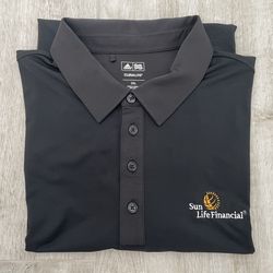 Adidas Climate Men’s Black Polo Golf Shirt with Sun Life Financial Logo, XXL