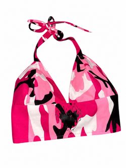 PINK CAMO HALTER TOP