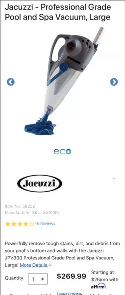 Jacuzzi Pool Vacuum Battery Powered  
