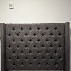 Tufted Headboard and Bed Frame With Metal Box Spring Included