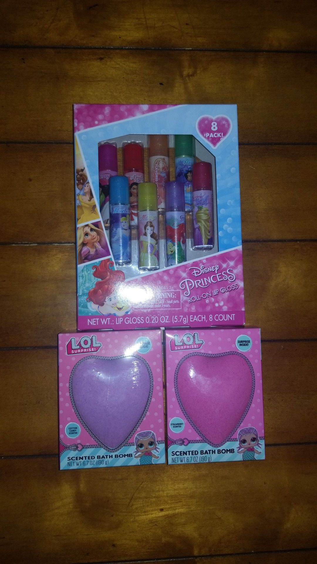 New girls beauty gift disney princess roll-on lip gloss & LOL bath bomb with surprises inside birthday valentine's 🎁💗