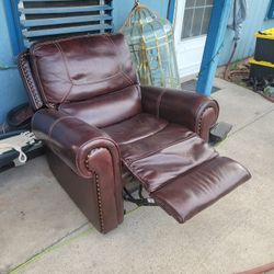 Large Brown Rocking Leather Recliner