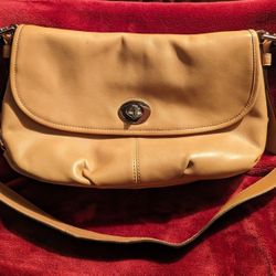 COACH Legacy Camel/Tan Leather Flap Duffle Crossbody Bag D1069-F15170