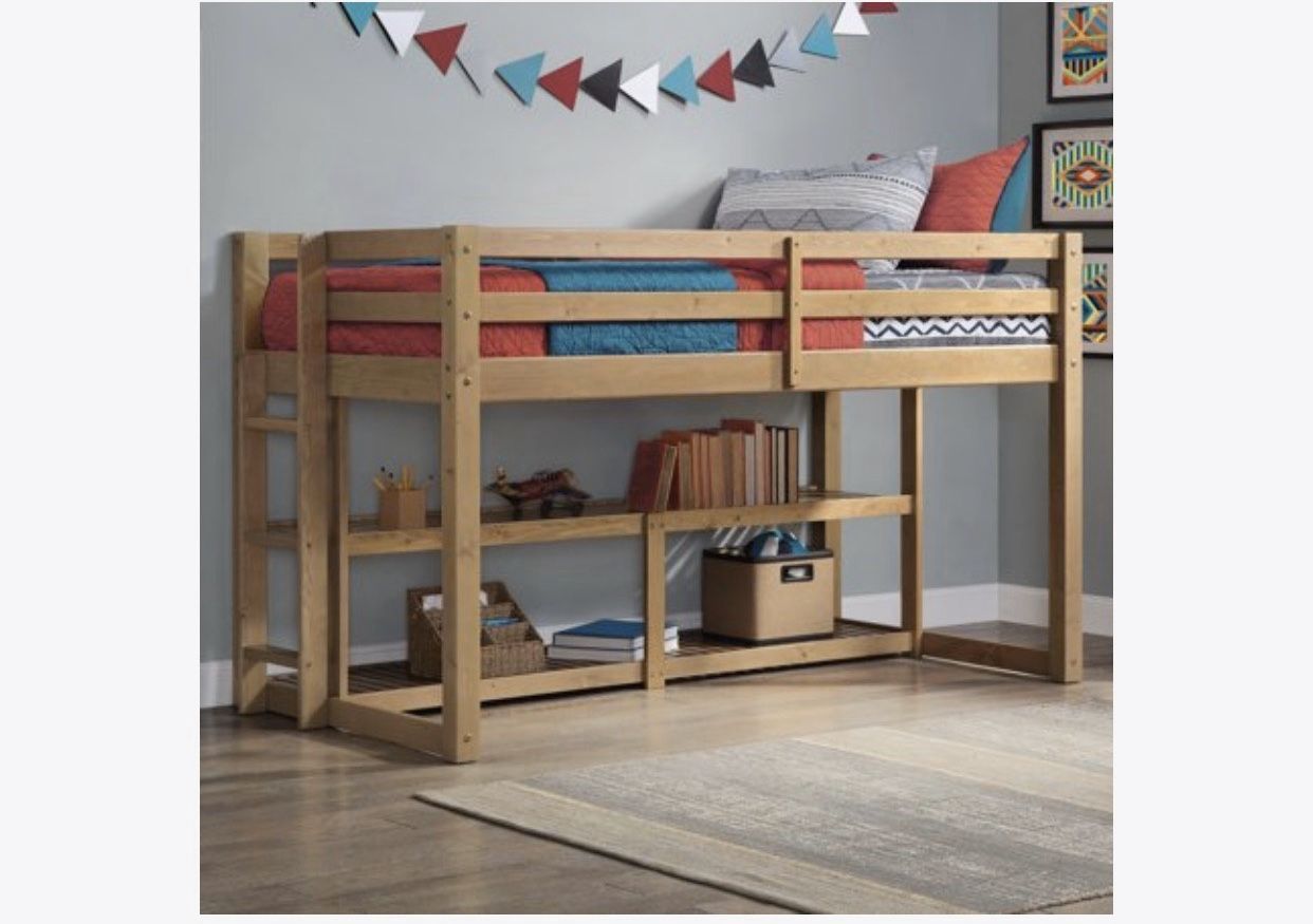 Better Homes & Garden Greer Twin Loft Bed w/ Storage Shelves