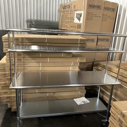 New Stainless Steel Tables And Over Table Shelves 