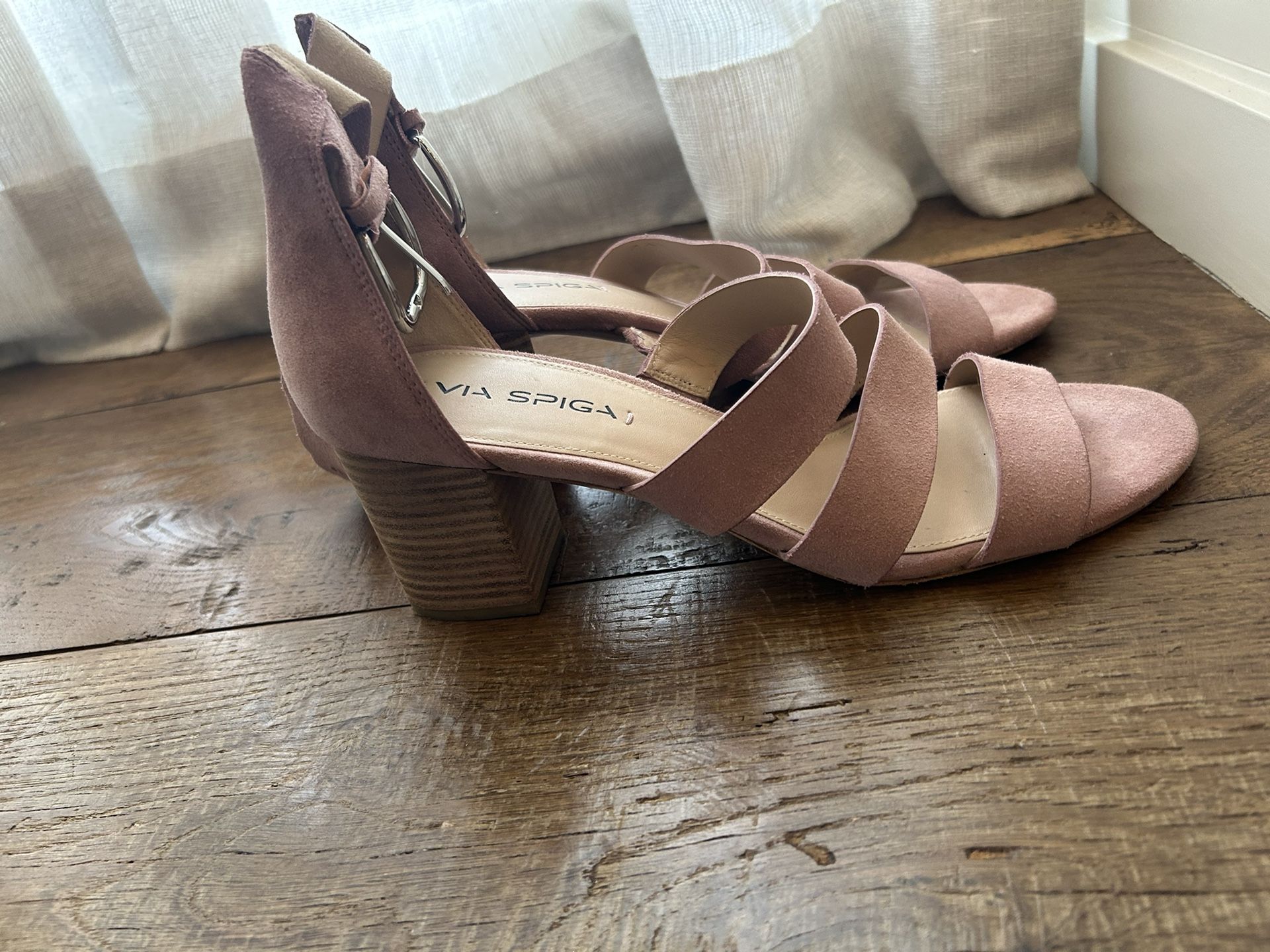 Via Spiga Pink Suede Block-Heeled Pumps Size 10.5