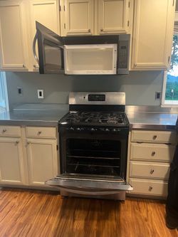gas stove and microwave