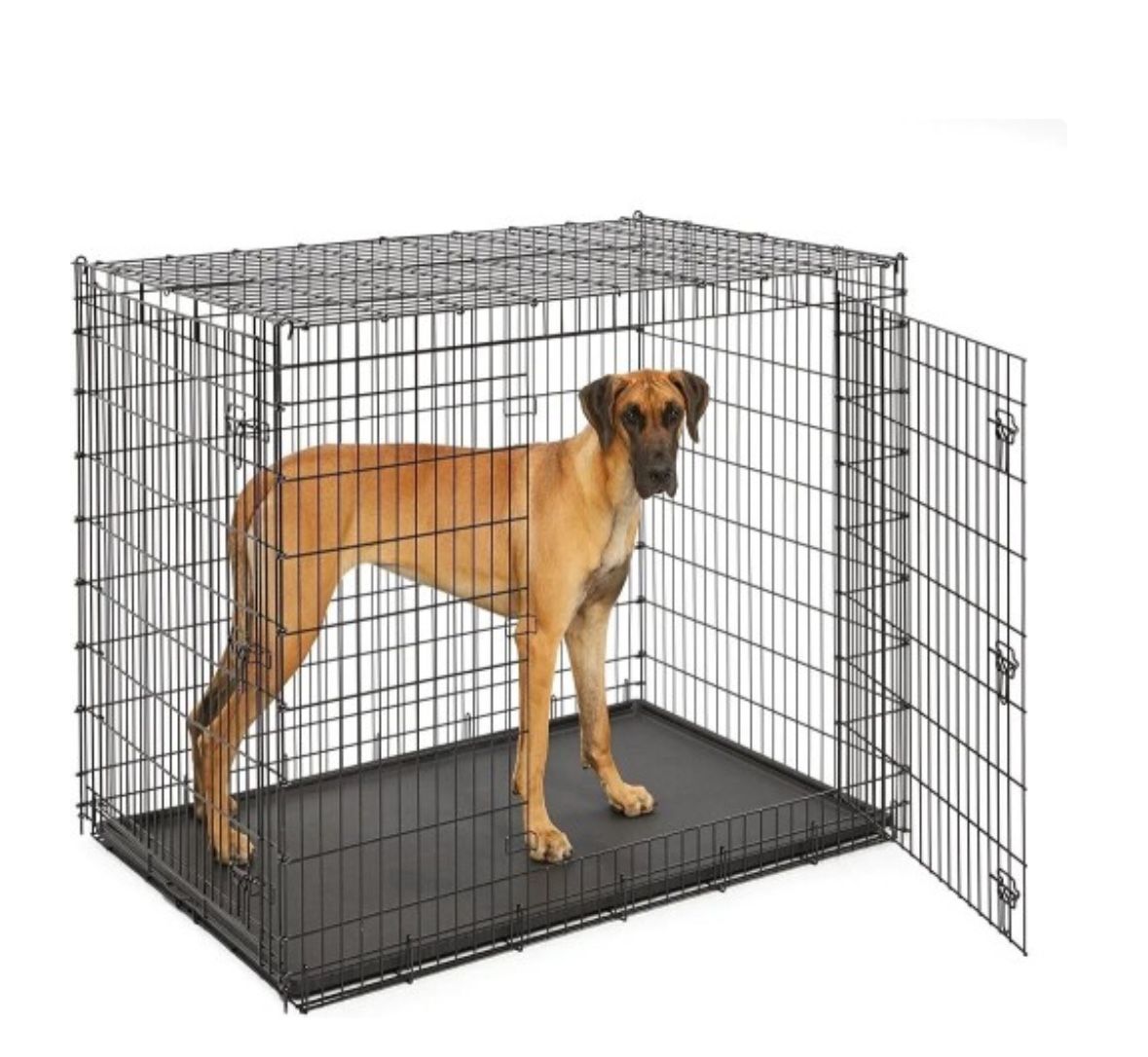 MIDWEST HOMES FOR PETS GINORMOUS DOUBLE DOOR 54" DOG CRATE FOR XXL DOGS BREEDS; GREAT DANE, MASTIFF, ST. BERNARD, DROP PIN, BLACK