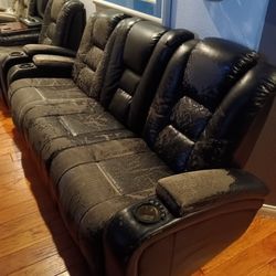 3 Piece Set Full Electric Reclining Sofa Couches For Man Cave.  