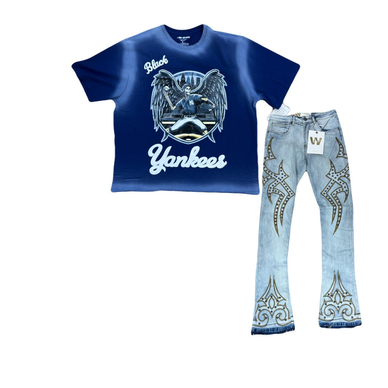 Men's shirt and jeans outfit
