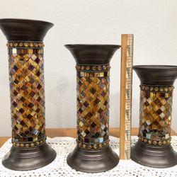 Retired PartyLite Global Fusion Pillar Candle Set