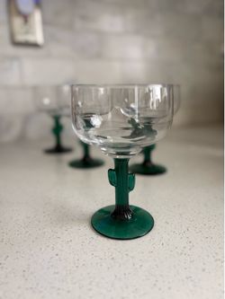 Five cactus martini glasses
