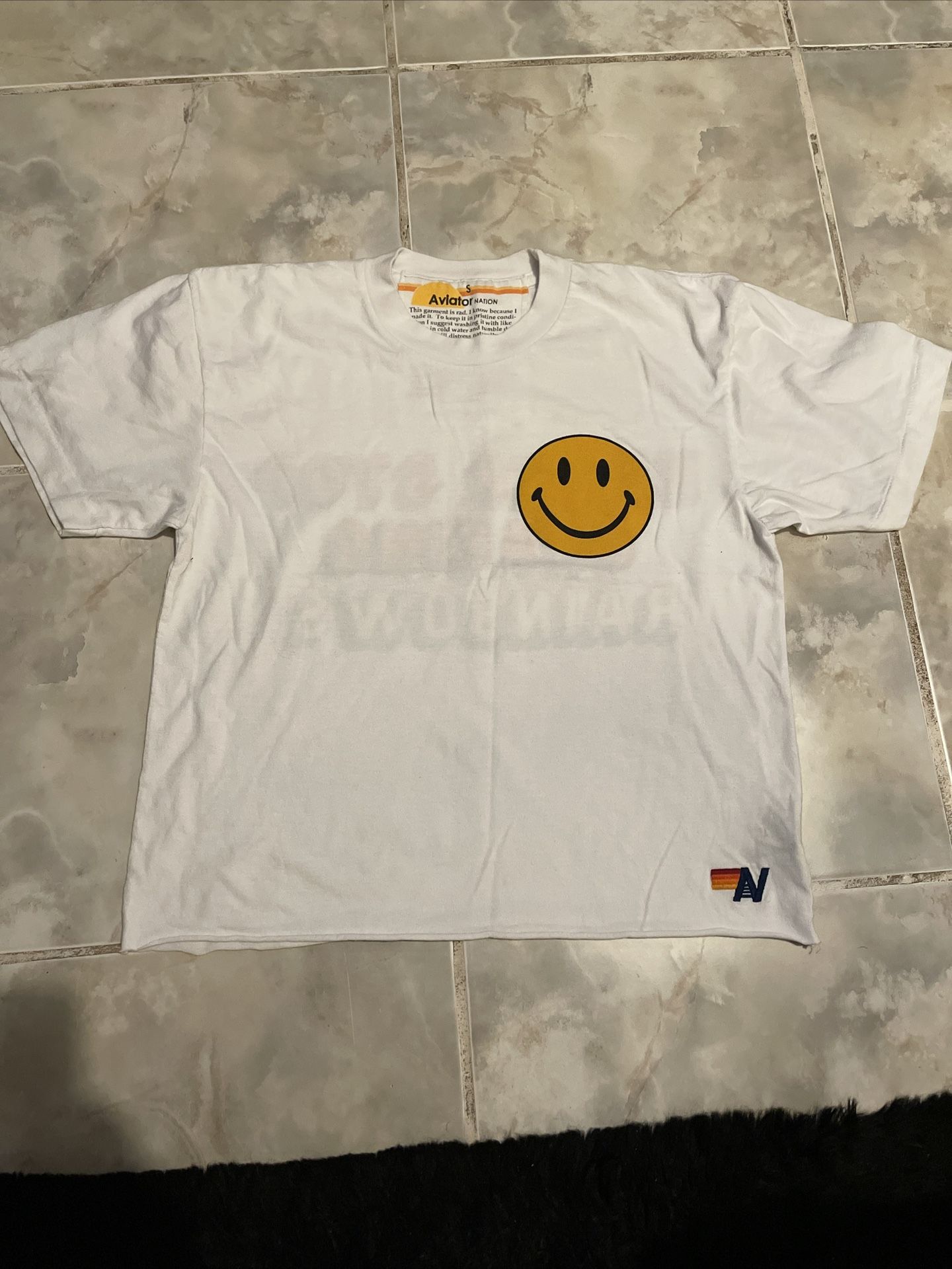 Aviator Nation Women’s Smiley To Boyfriend Tee SZ Small