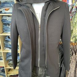 Men’s Black Removable Zip Up Hoodie Jacket 