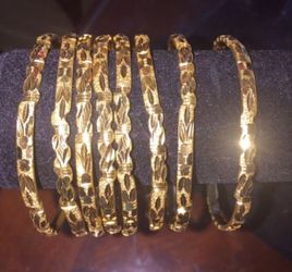 24K Gold plated set of 8 bangles bracelet size 2.06