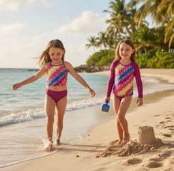 Lands' End Girls' Tie-Dye Long Sleeve 3 Piece Set- Purple/Multi size available 2T, 3T, 4T,    5,  6