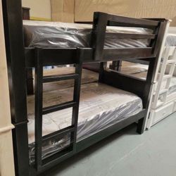 Twin-Twin Size Bunk Bed with Mattress 