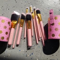 New Pink 10 Piece BH Brushes And Travel Container 