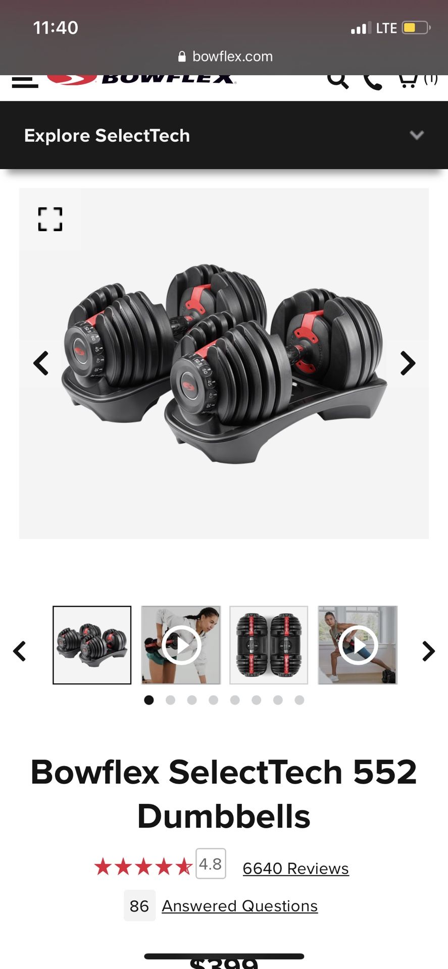 Bowflex SelectTech 552 Dumbbells Pair 