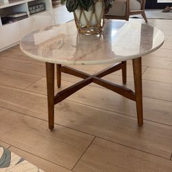 Marble and Wood Coffee Table 