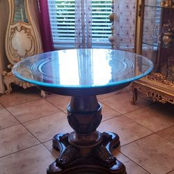 Solid Wood Table And Glas Top 36 Inch  Suitable For Small Kitchen 