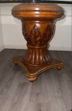 Round Pedestal Table with Glass Top