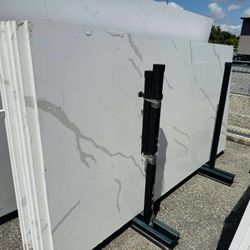 QUARTZ STONE SLABS JUMBO IN GRAY CARRARA MARBLE 📏Each slabs cover  55.1 sq.ft, Thickness 3 cm 🔥Price $799 per Slab🔥 