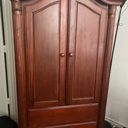 Wood Dresser And Armoire 