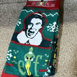 Brand New W/ Tags Buddy the  Elf Movie Green Crew Socks Unisex 2 pair size 6-12