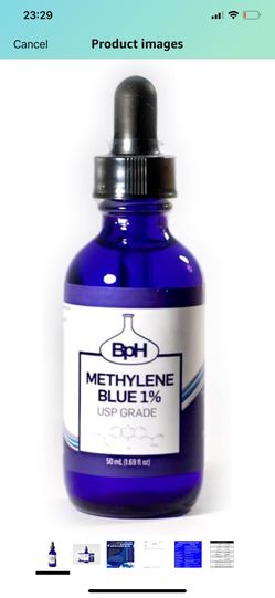 Methylene Blue, 1% USP (Pharmaceutical) Grade, 50 mL (1.69 fl oz) Glass; 3rd Party Tested