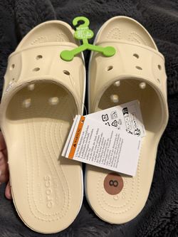 Woman Cream crocs Bayaband slide size 8 nwt