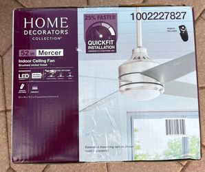 Home Decorators Collection Mercer 52 in Integrated LED Ceiling Fan – Brushed Nickel