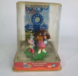 Dora The Explorer : Time For Adventure Spring Clock & Picture Holder. 2003. New