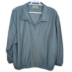 Vintage Teddi Seafoam Teal Green Collared Zip Up Golf Jacket XL