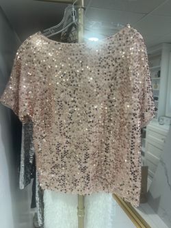 Rose Gold Sequin Short Sleeve Top