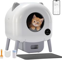 Self Cleaning Litter Box, Automatic Cat Litter Box - APP Control and Weight Monitoring, Safety Sensors Protection, Ultra-Quiet, Odor Control, Includes