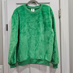 Dr Seuss The Grinch Embossed Fleece Crewneck Sweatshirt Green Womens Small 3-5