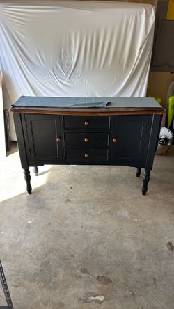 Black Wood Buffet Sideboard with Drawers