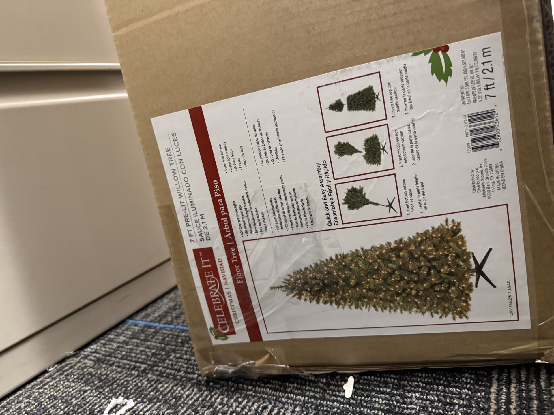 7ft Pre-Lit Artificial Christmas Trees – Open Box (Holiday Time & Celebrate It)