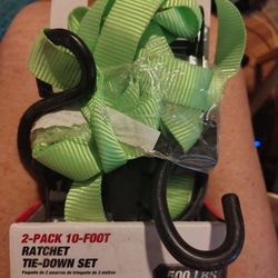Hyper Tough Two Pack 10 Ft Ratchet Tie-down Set 500 Lb