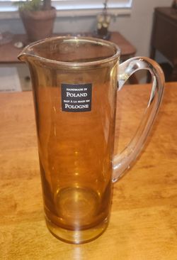 Tall Amber Martini Pitcher, Handmade in Poland